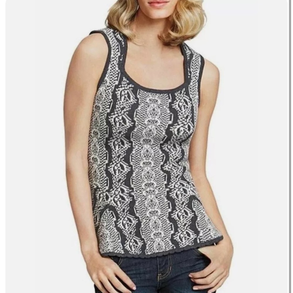 CAbi Gray Peplum Sweater Tank Vest Sz M